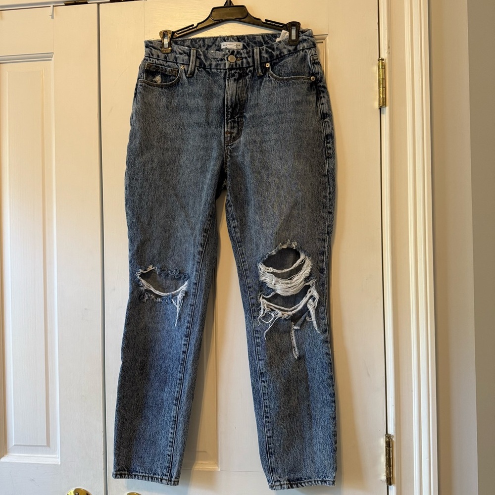 Good American Good Classic Hi-Rise Distressed Ripped Ankle Jeans Size 4/27